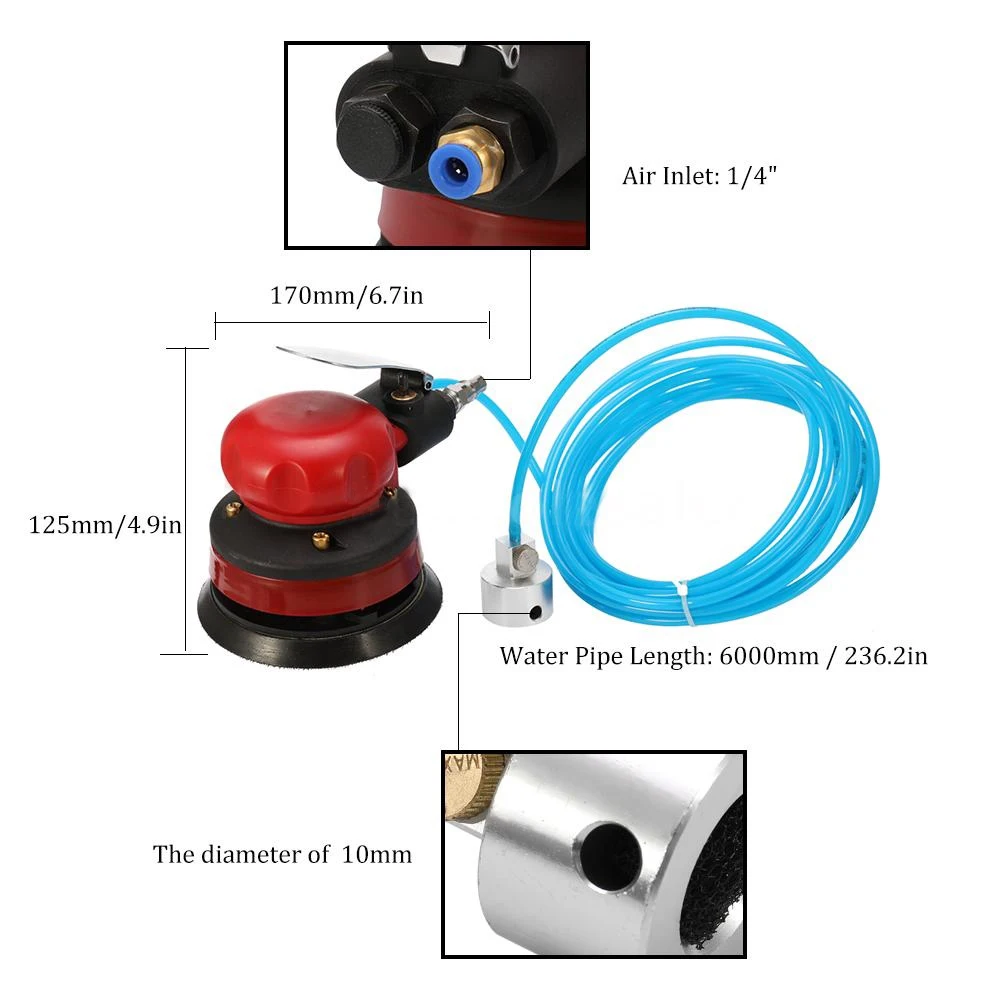 5 дюймовый воздушный полировщик воздуха воды шлифовальный станок на входе для