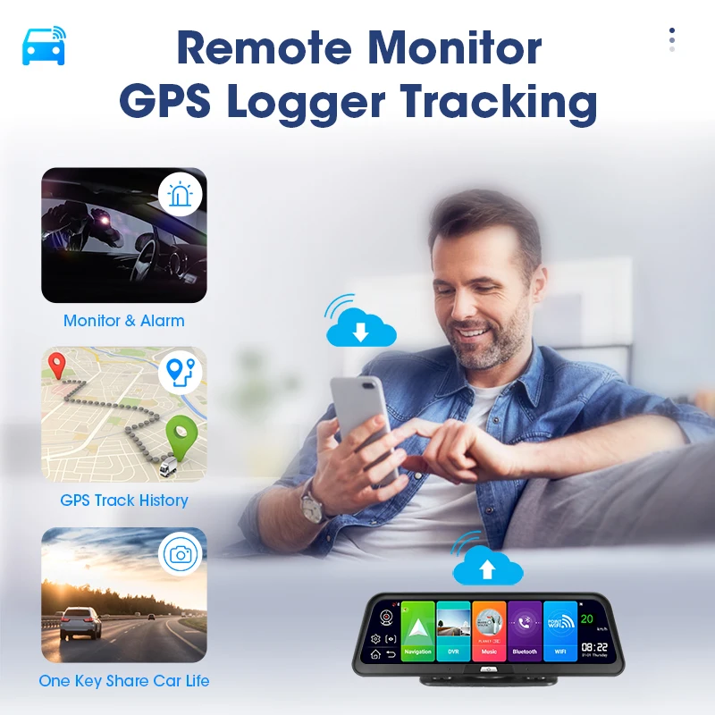 Видеорегистратор Jansite автомобильная камера 10 дюймов 4G с сенсорным экраном GPS 2 Гб