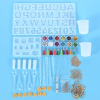 diy alphanumeric crystal drop pendant mirror silicone mold epoxy key pendant tool kit for jewelry making diy tool for wholesale