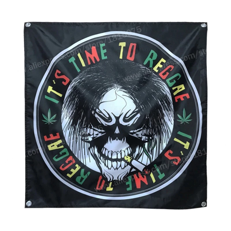 It Is The Time Flag Banner Music Rock Rasta Reggae Jamaica Home Decoration Hanging 4 Gromments 4*4FT 120*120CM |