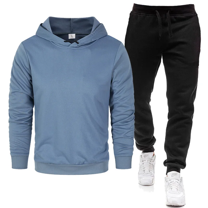 

Men Tracksuit Casual Hoodies Sets 2021 Spring New Male Jackets+Pants Two Piece Sets Hip Hop Streetwear Sports Suit Patchwork