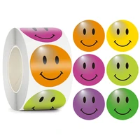 1 5 inch smiley face stickers circle dots paper labels 6 designs 100 500pcs round colorful teachers supplies reward stickers