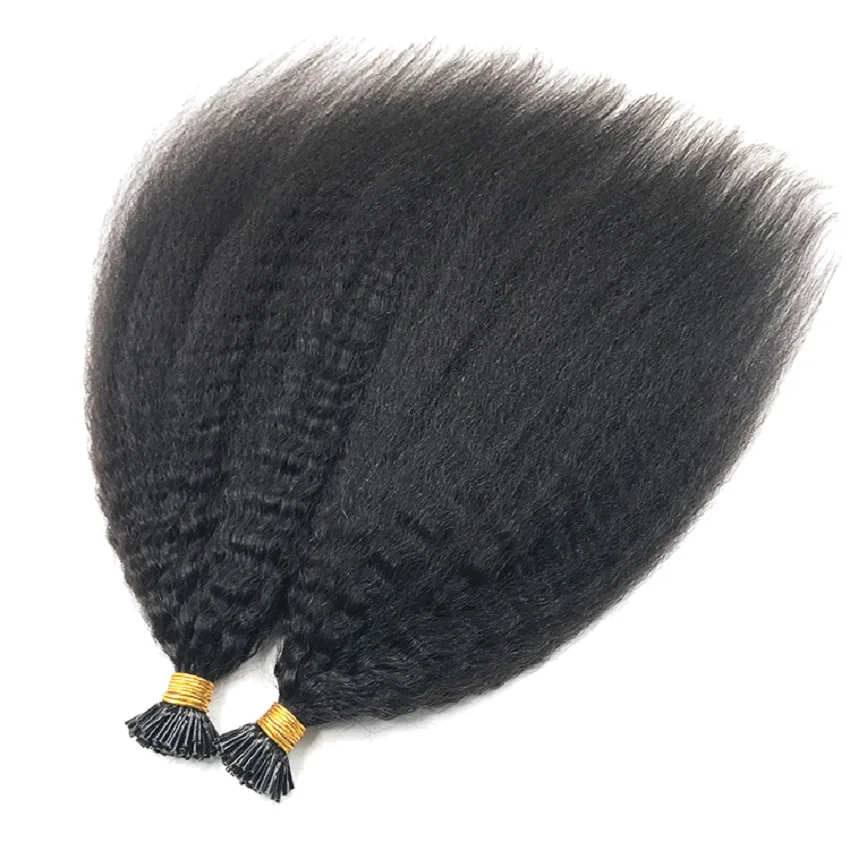 Бразильские человеческие волосы I Tip для наращивания курчавые прямые