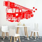 Наклейка на стену пожарный грузовик, мультяшный пожарный гидрант, автомобиль, стена для детской, интерьерная Настенная Наклейка для детской комнаты, украшение для дома Z076