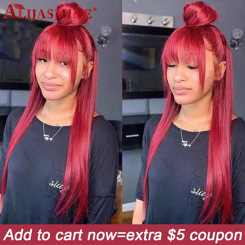 Красный Цветной взрыва парики для чернокожих Для женщин прямые волосы 13x6