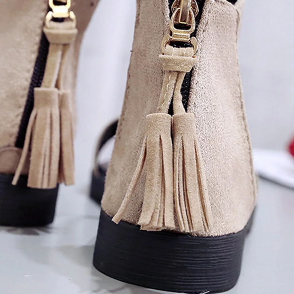 SAGACE Zipper Sandals Women Girl Solid Fringe Flat Heel Shoes Women's Open Toe Footwear For Summer Mujer | Обувь