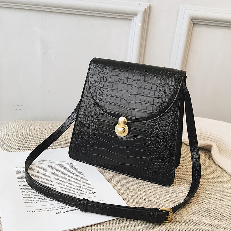 Black crocodile Винтажная модная женская сумка под крокодилью кожу Новая высококачественная кожаная женская дизайнерская сумка на плечо - Цвет: Black crocodile