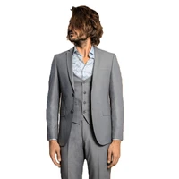 custom made grey mens suit for wedding three pieces groom tuxedos blazer men bridegroom suit party suitjacketpantsvest