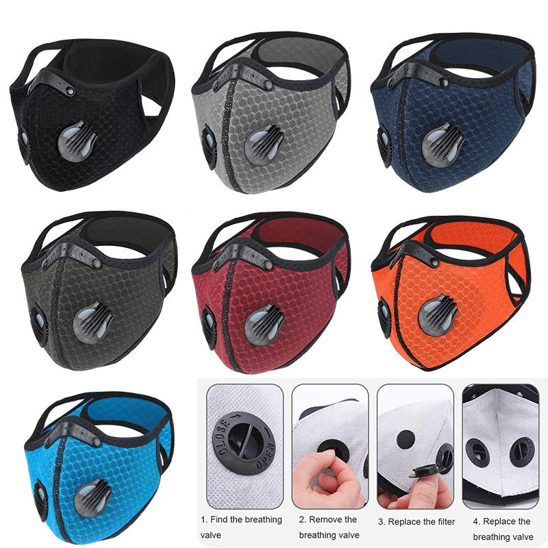 

Face Mask Breathable Bacteria-proof Sport Face Mask With Activated Carbon PM 2.5 Anti-pollution Running Cycling Facial Care Mask