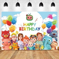 balloon theme cocomelon photography backgrounds balloons kids happy birthday party backdrops photo studio custom poster