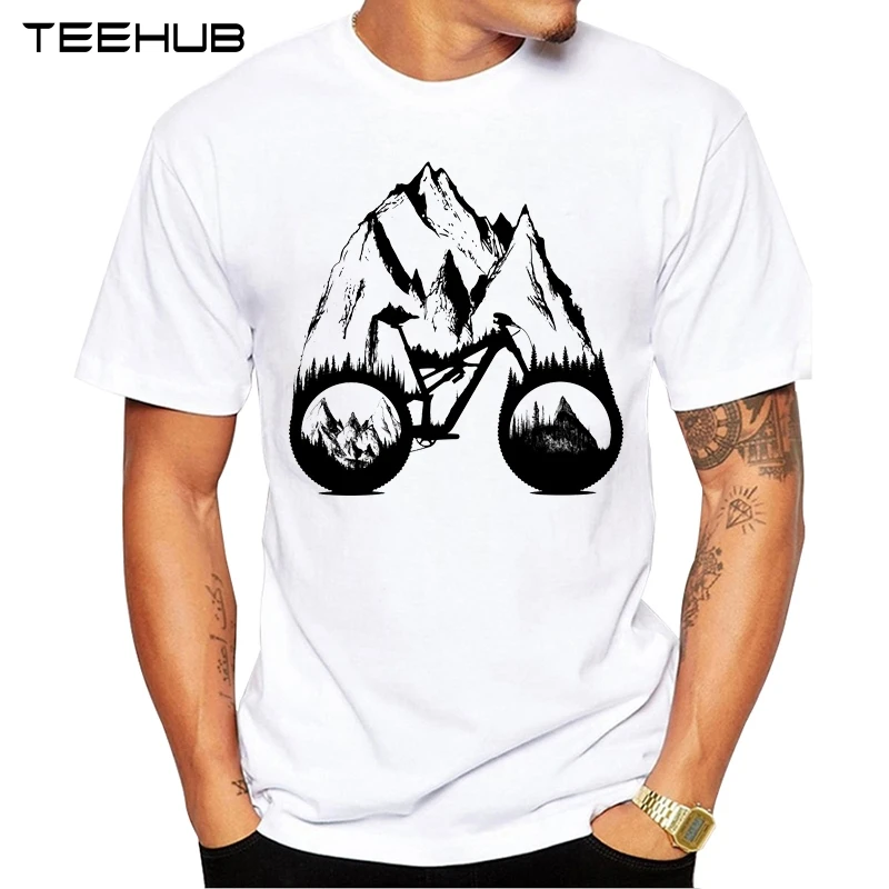 

2019 Мужская креативная футболка TEEHUB с рисунком гор, с коротким рукавом, хипстерские дизайнерские топы с круглым вырезом, крутой дизайн, футбо...