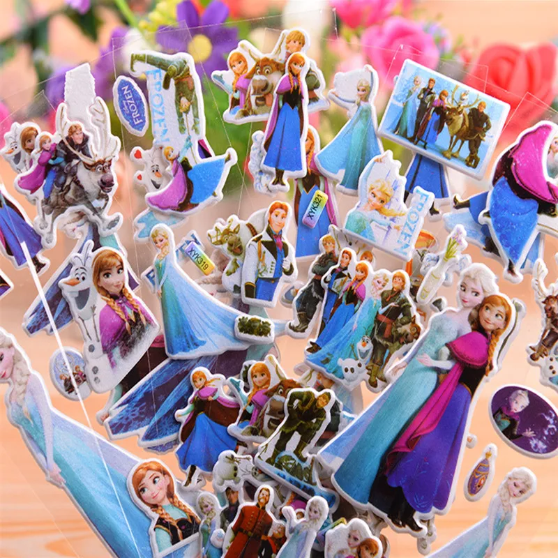 

10 Pcs/set Disney Frozen Elsa and Anna Princess 3D Stickers for Kids Rooms Decor Diary Notebook Sticker Gift