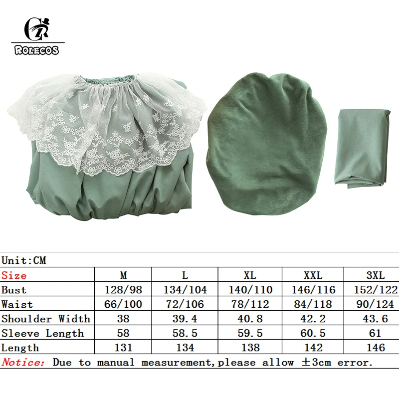 Платье ROLECOS женское средневековое в стиле ренессанс Зеленое Длинное мягкое