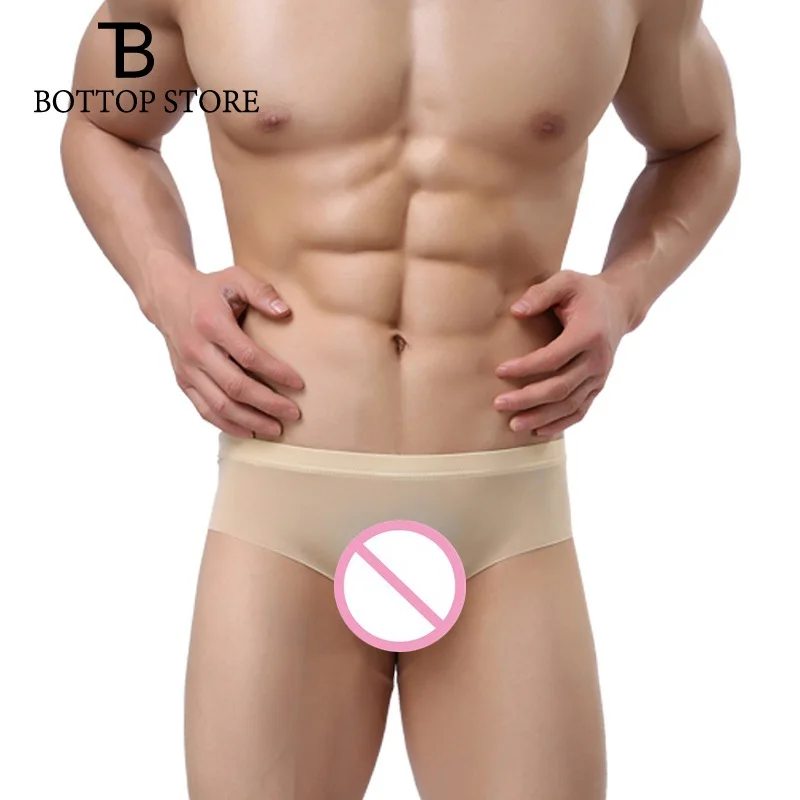 Ультратонкое Прозрачное нижнее белье бесшовное мужские трусы из ледяного шелка