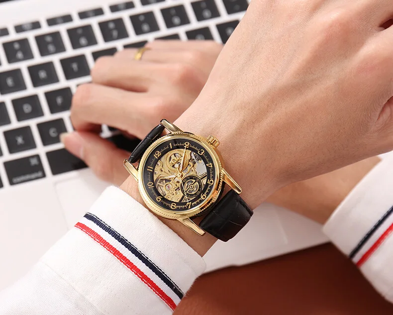 Часы-скелетоны HVENSHI новые спортивные механические часы роскошные мужские