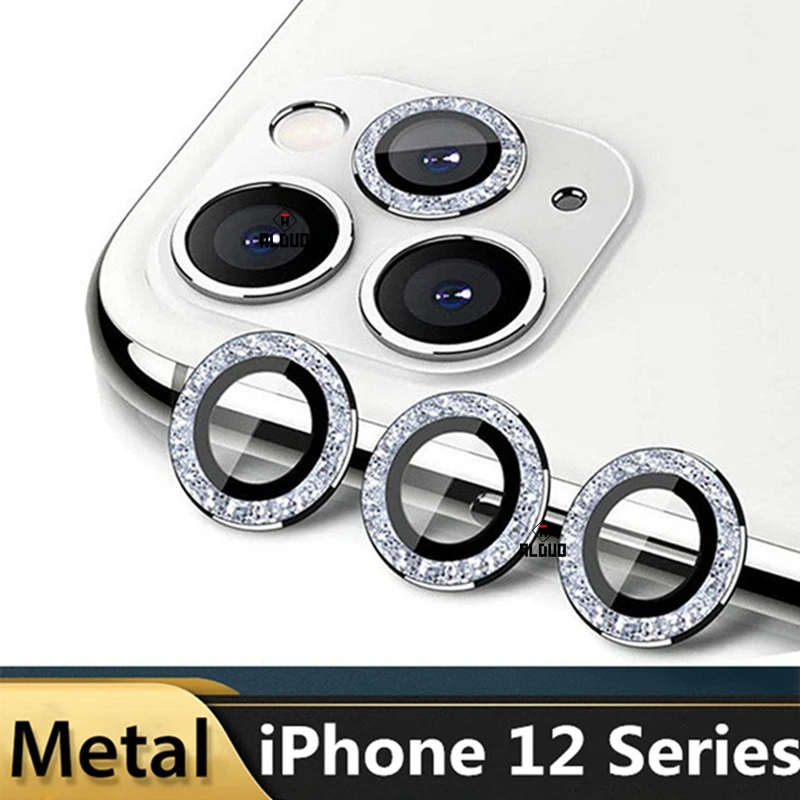 

Diamond Camera Lens Protector For iPhone 12 Pro Max 12 Mini Camera Metal Ring Glass for iPhone 11 12pro max 12pro Protective Cap