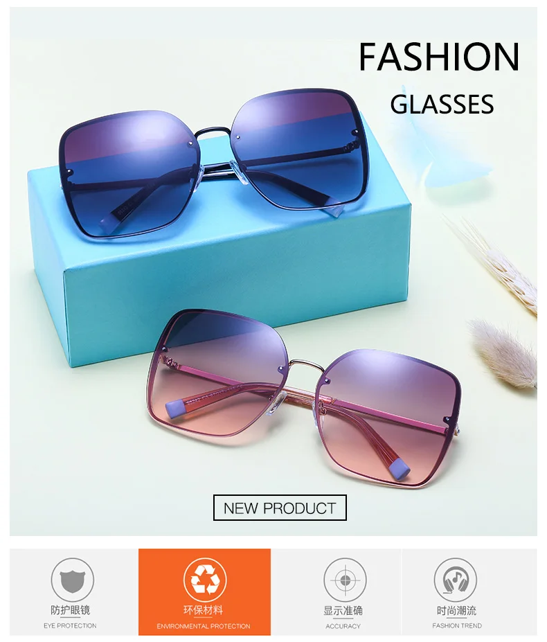 

New Metal Big Frame Sunglasses Female Trend Diamond Sunglasses Rack Square Sunglasses Sunglasses for Men