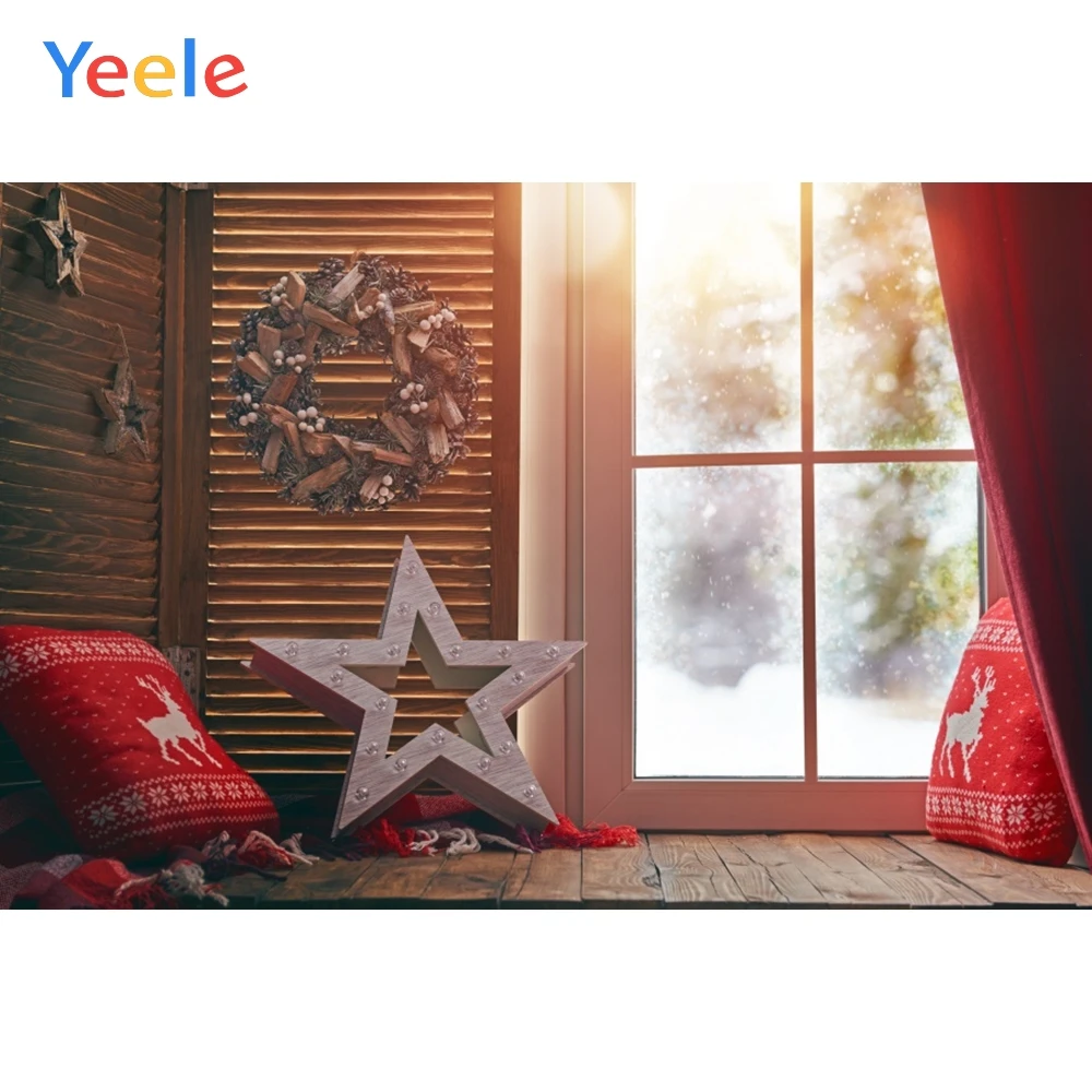Yeele Рождественский венок Звезда Подушка окно занавеска фотографии фоны