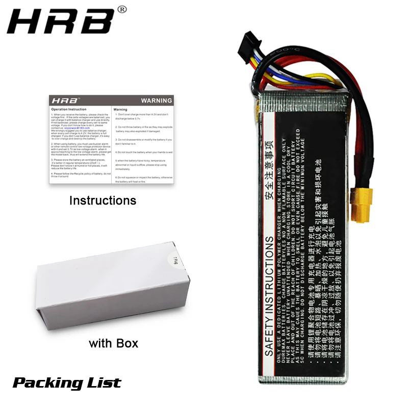 аккумулятор hrb 4s 148 в lipo xt60 1800 2200 мач 2600 мач 3