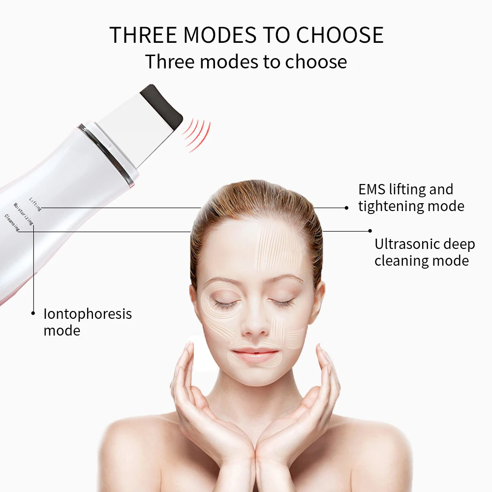

Skin Scrubber Peeling Face Cleaner Blackhead Remover Ion Facial Scrubber RF EMS Radio Frequency Mesotherapy Electroporation