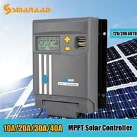 solar charge controller solar panel mppt lcd display 10a 20a 30a 40a with wifi 12v24v battery regulator dual usb monitor