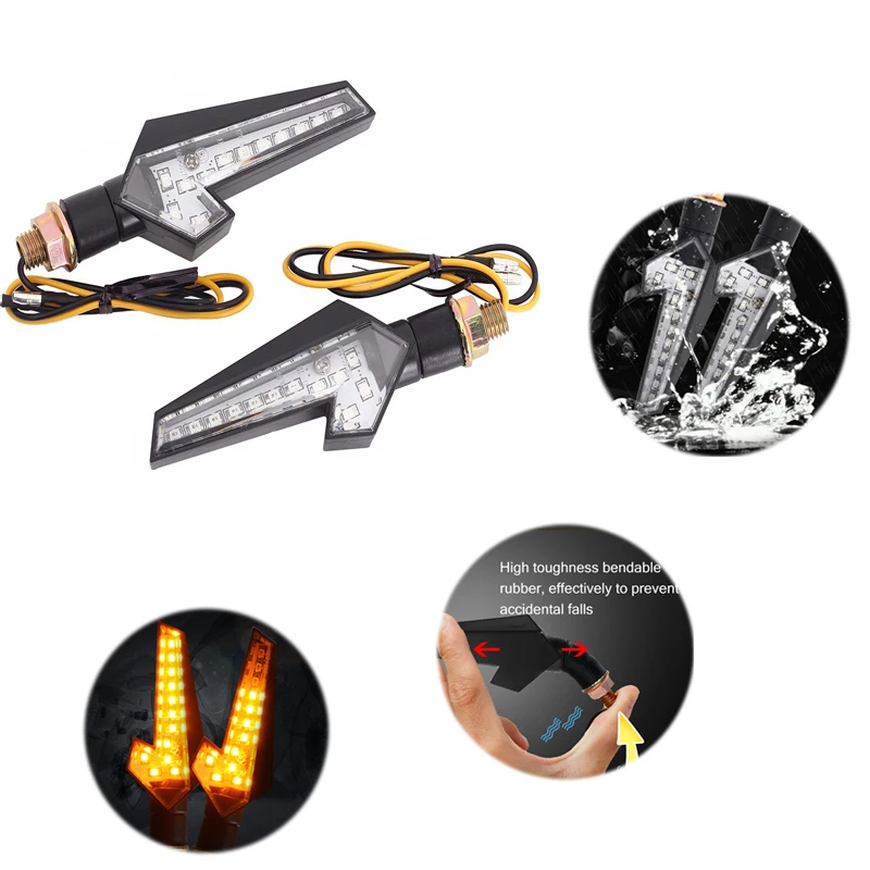 2 шт. Сигналы поворота для мотоцикла E11 &quotбегущая вода&quot мигалка 12LED мигающий