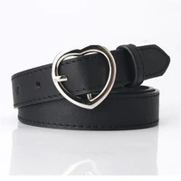 soft pu metal heart buckle belts vintage decorative casual tighten all match lightweight long women solid waistband