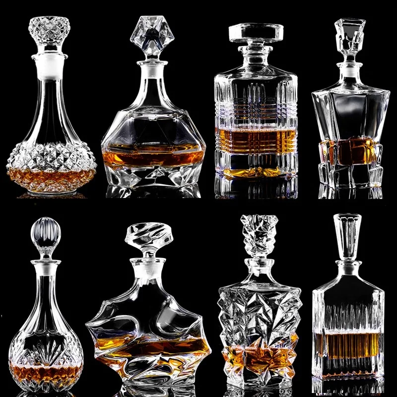 

Lead-free Crystal Glass Wine Bottle Household Decanter Whiskey Bottle with Lid Foreign Wine Bottle Home Bar Sets Brandy Bottle