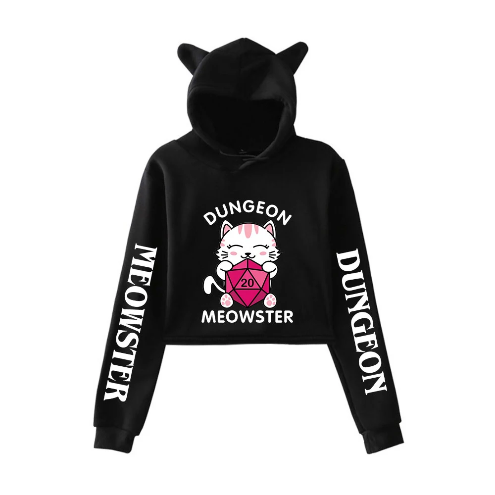 

2020 Dungeon Meowster Women's Cat Ear Sweatshirt Popular Casual Streetwear Hoodies Print for Women Hooded Pullovers Fashion Full