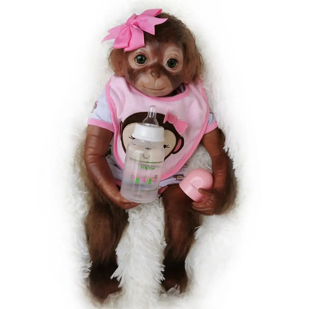 20 дюймовая силиконовая кукла Reborn Baby Monkey для девочек и мальчиков мягкая виниловая