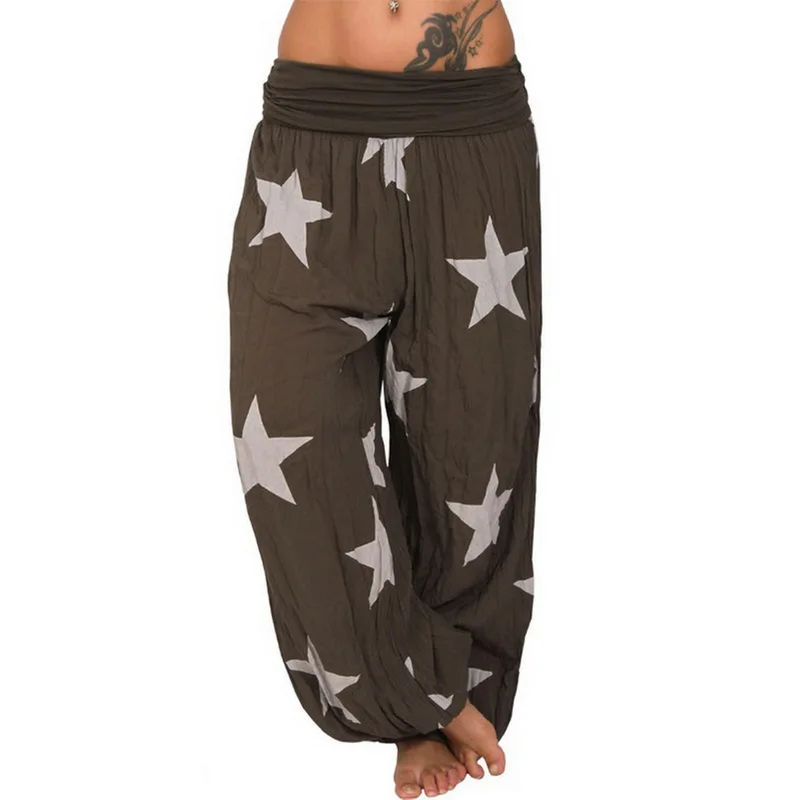 LOOZYKIT женские шаровары высокая эластичная талия принт со звездой длинные штаны