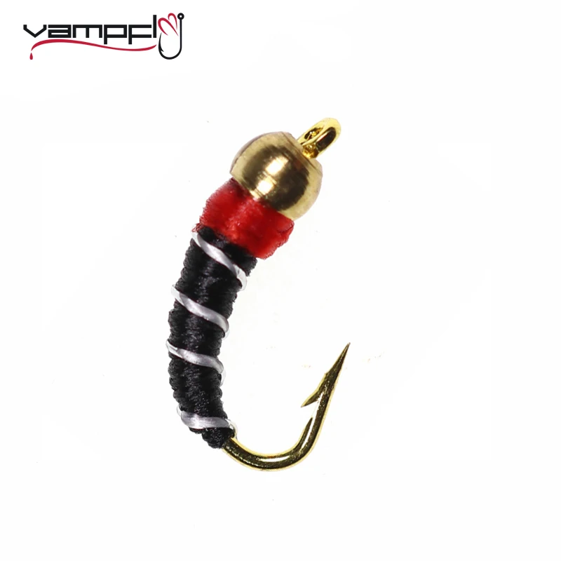 Верх 12 шт. медная бусина № 14 Нимфа Черная Сухая муха бусины и эмульсия для речной