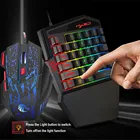 Набор для игровой клавиатуры и мыши HXSJ V100 + H300, набор для игрового ноутбука, Проводная Мини USB клавиатура с 35 клавишами + мышь в подарок