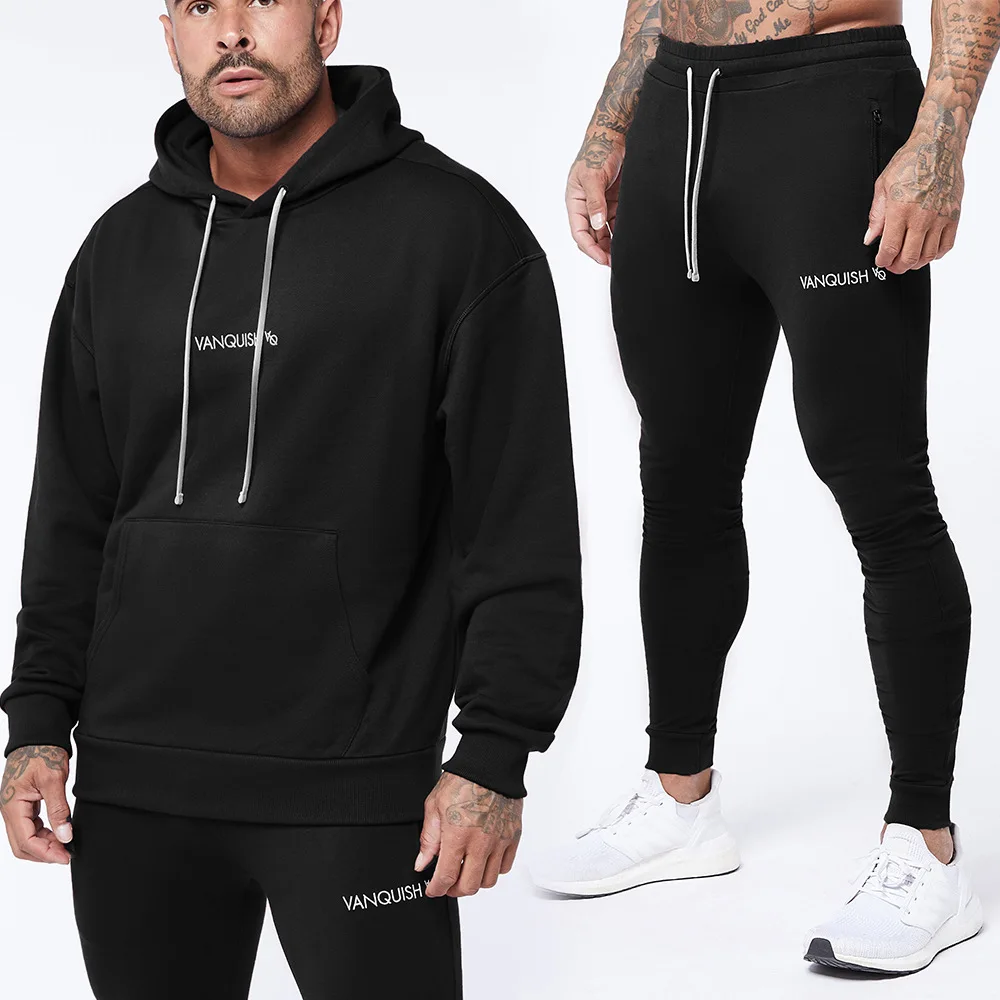 

2022 winter new jogger sports fitness suit outdoor running training cotton Hoodie leisure trend Training clothes