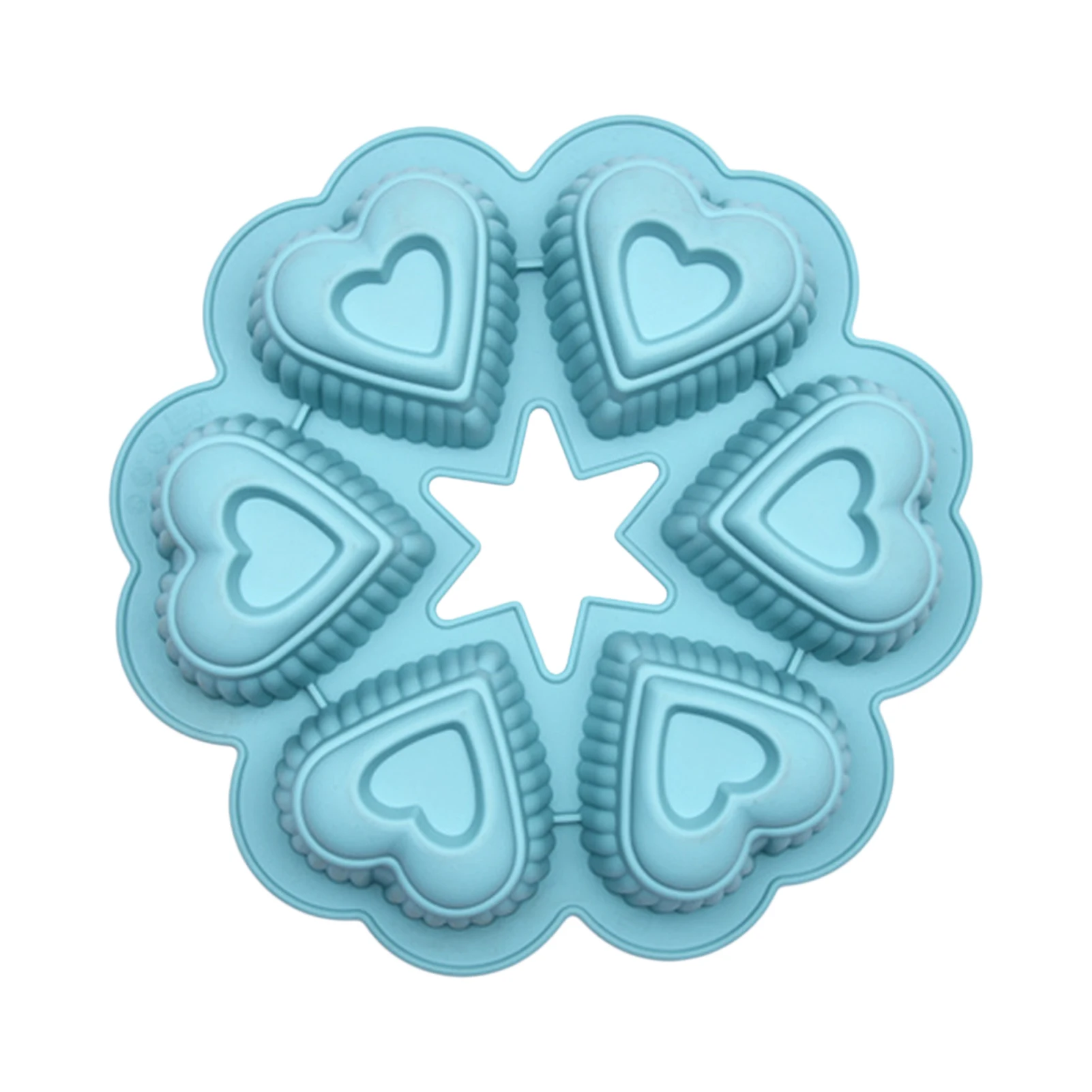 

6-Cavity Heart-shaped Mold DIY Cake Mould Kitchen Tool Chocolate Biscuit Cake Mold Non-Stick Candy 3D Mold Silicone Baking Pan