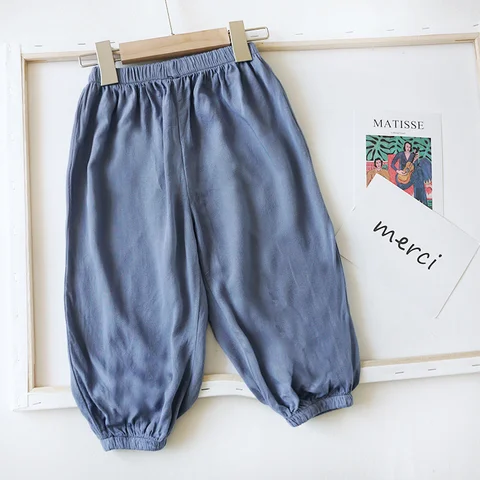 Тонкие детские пижамные штаны из вискозы и хлопка и льна - изображение