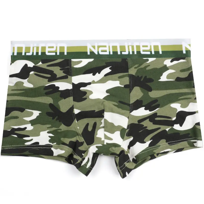 New Men Underwear Boxer Shorts Camouflage Panties Solid Shorts Brand Underpants Cotton Breathable Mid Waist Shorts Men L-5XL