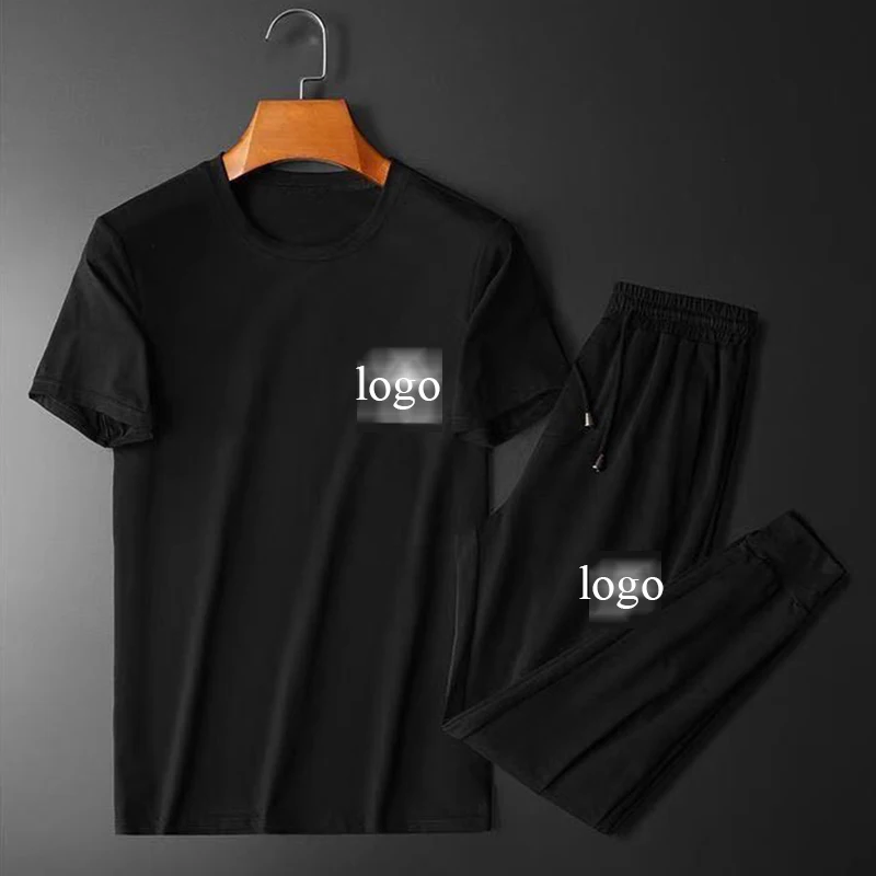 

2020 new summer men's short-sleeved T-shirt casual suit men's trousers sports casual two-piece suit
