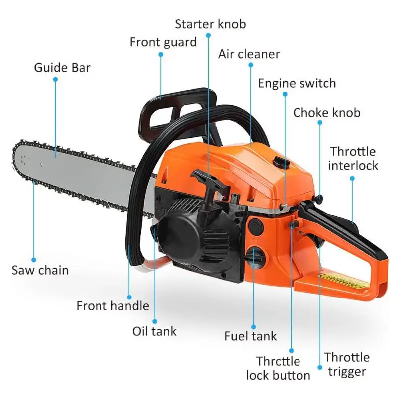 Цепная пила 58cc 50 см оранжево-красная цепная направляющая для дерева и леса