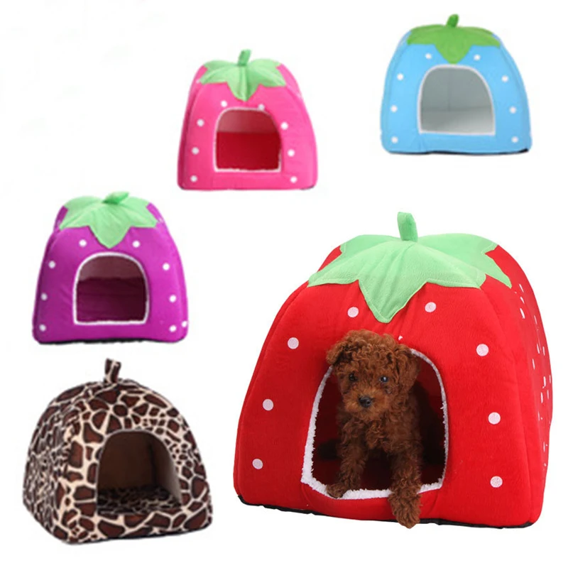 Кроватки и домики для собак из овечьей шерсти мягкая Клубничная точка Конура с