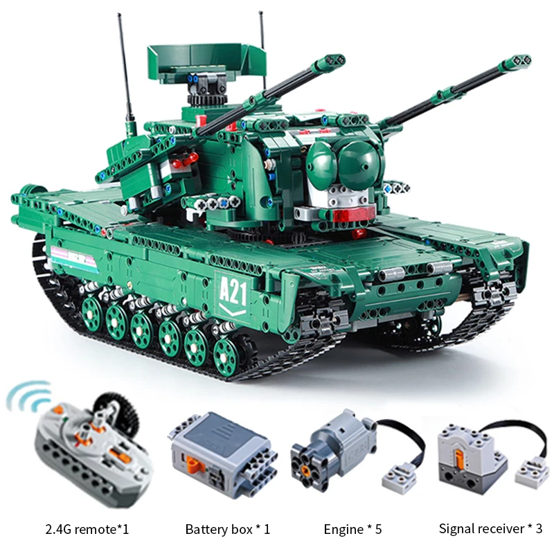 1498 шт. RC автомобиль военный M1A2 бак Совместимая модель конструкторных блоков