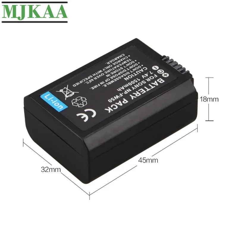 

MJKAA NP-FW50 7.4V 1500mAh NPFW50 NP FW50 Replacement Battery for Sony Alpha 7 A7 7R A7R 7S A7S A3000 A5000 A6000 NEX-5N 5C A55
