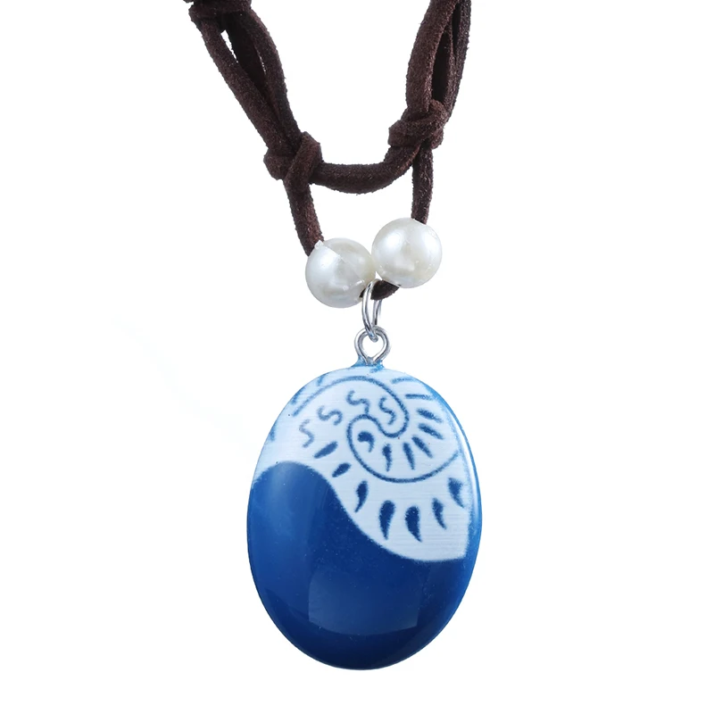 20pcs/lot Fashion Jewelry Movie Charm Moana Ocean Rope Chain Necklaces Blue Stone Pendants Leather Suede Choker Necklace | Украшения и