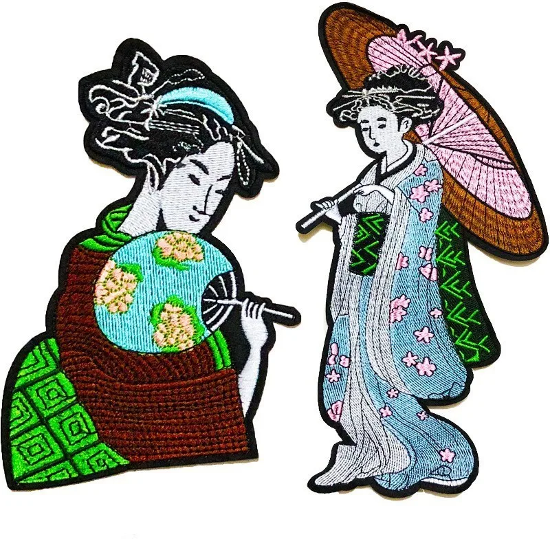 Аппликации женские в японском стиле с веером и зонтиком | Дом сад