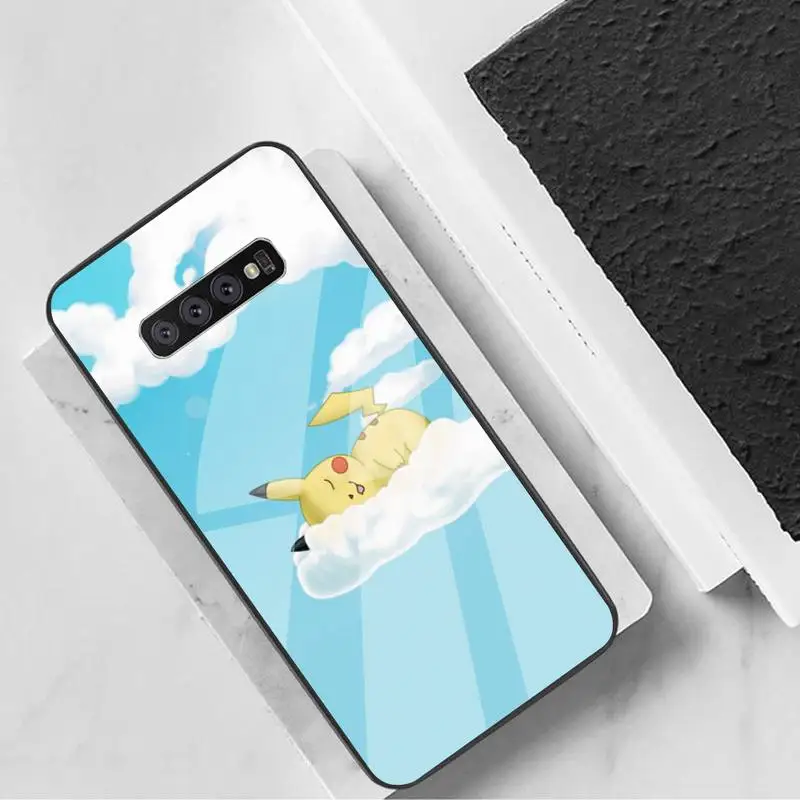 

ZFGHSHYQ Pikachu Phone Case Tempered Glass For Samsung S6 7 8 9 10 20 Plus Ultra Note8 9 10 10pro