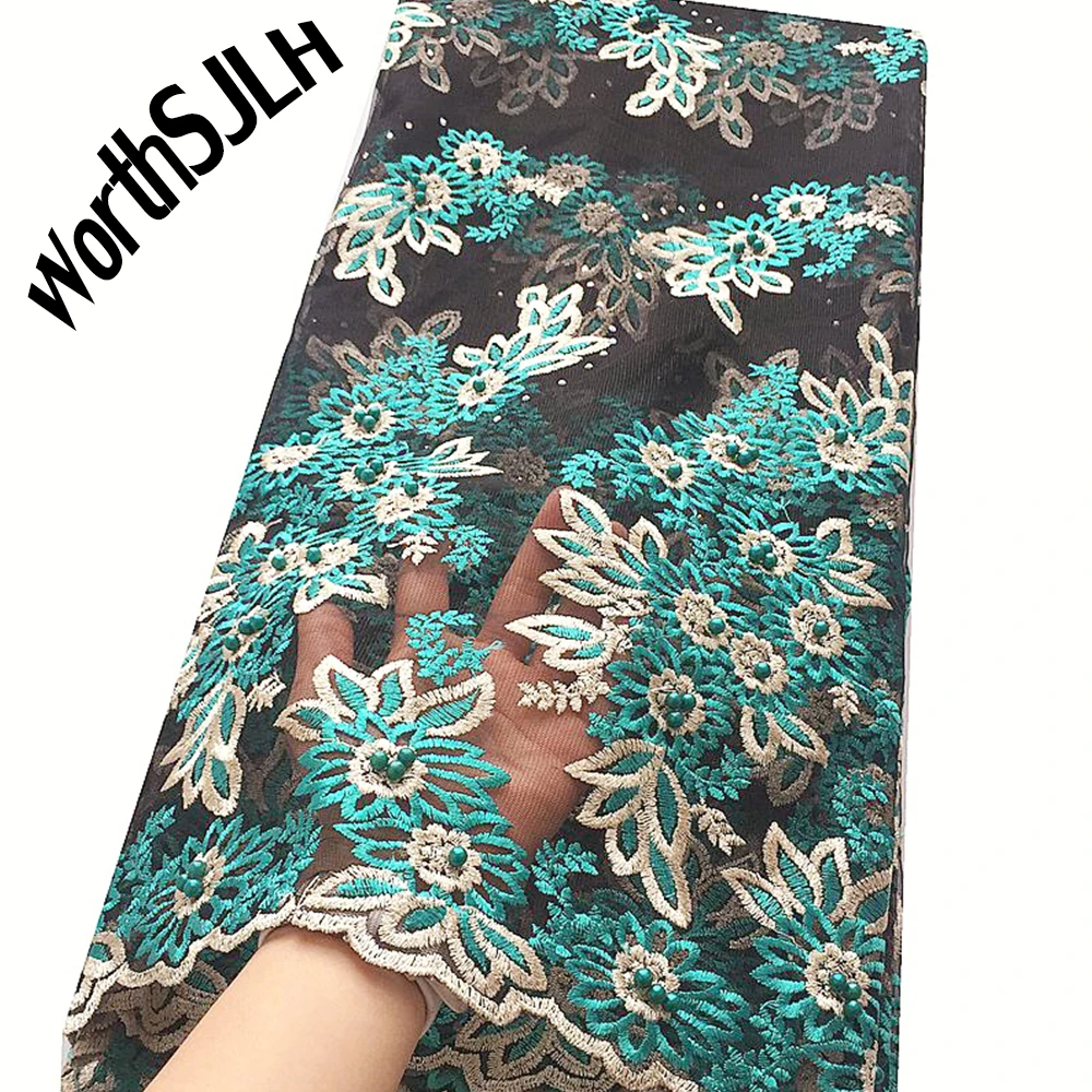Сетка из бисера французская кружевная ткань зеленые свадебные платья 3d новейшие