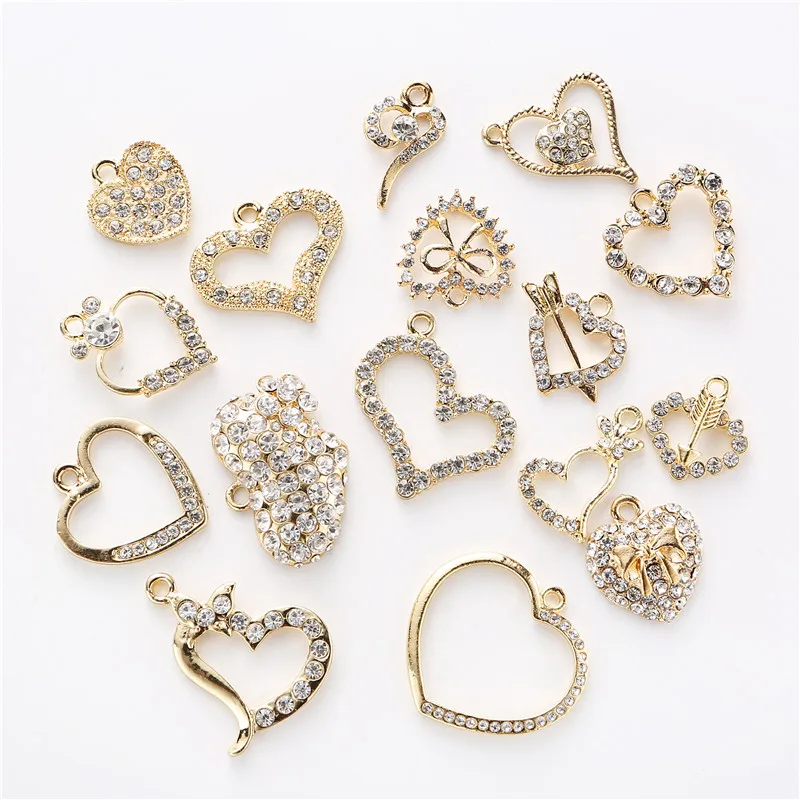 20 шт. смешанные стили хрустальные полые сердца любовь подвески Купидон Стрела