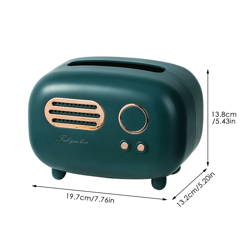 

Retro Radio Model Tissue Box Desktop Paper Holder Towel Storage Napkin Case Organizer Ornament Craft Wet Wipes Decoration