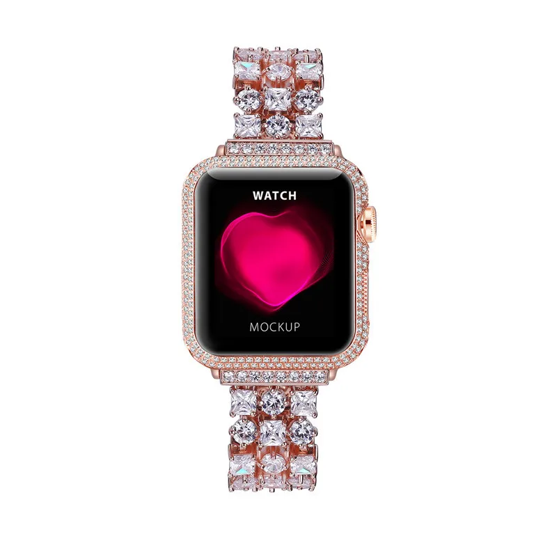 Блестящие стразы чехол для Apple Watch series 5 4 3 2 1 металлический бампер защитная рамка для iWatch чехол 44 мм 40 мм 42 мм 38 мм