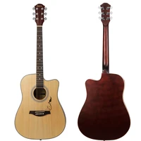 41 inch acoustic guitar 6 strings folk guitar beginners musical instrument wood color with pattern guitar with capo picks bag